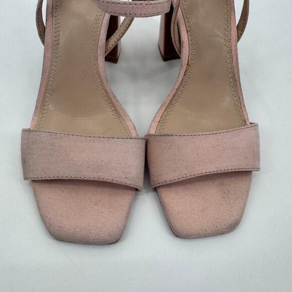 BP Larissa Womens Block Heels Faux Leather Suede Pink Ankle Strap Heel Sandals 6 - Picture 6 of 9